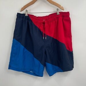 Lands end swim red blue pattern board shorts size xxl
